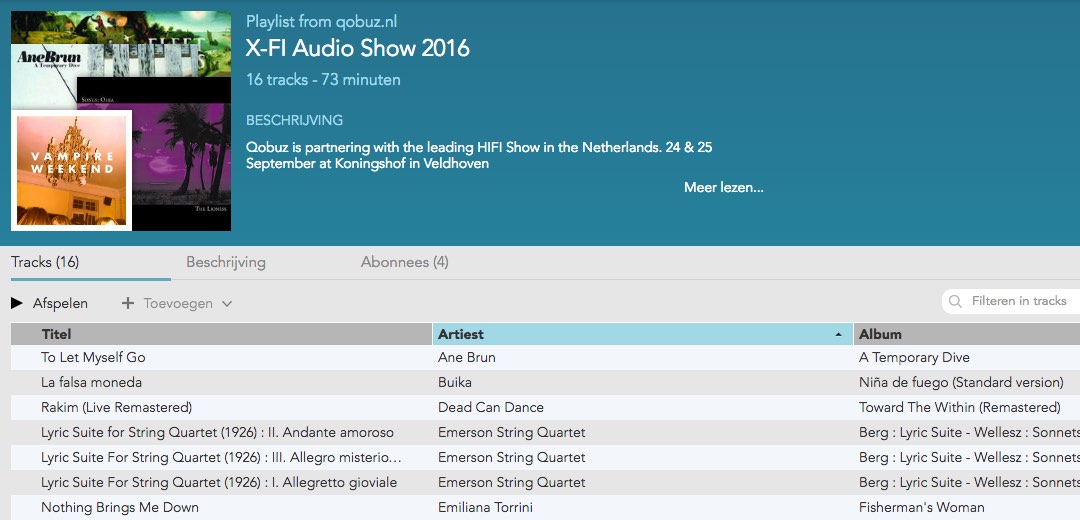 X-Fi Audioshow 2016 playlist